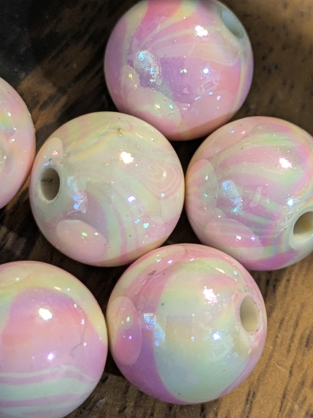 Iridescent Pink Marble Beads - Home Accents